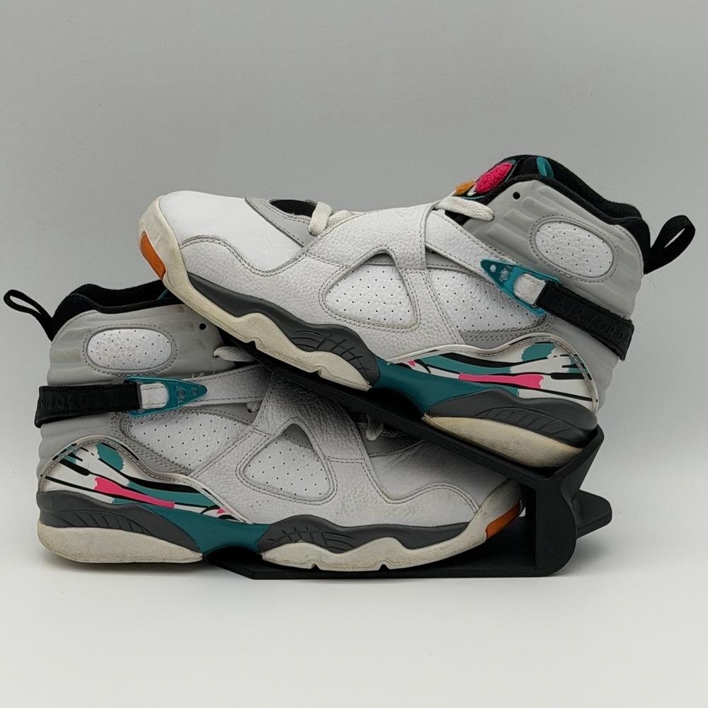 Air Jordan 8 Retro GS South Beach White Turbo Green 305368-113 Size 6Y Women 7.5 - Picture 2 of 14